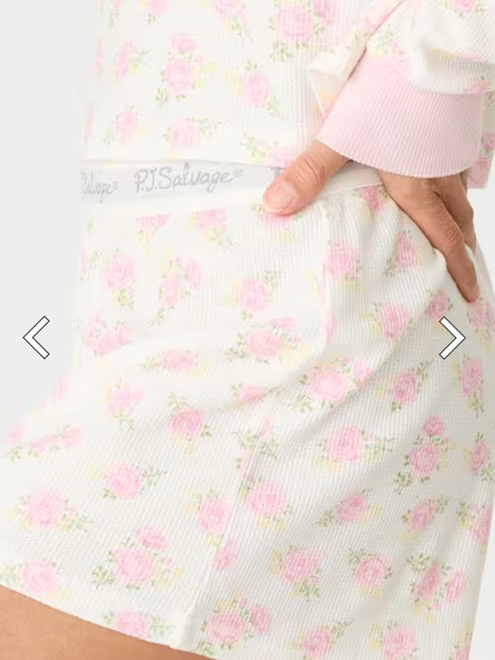 NWT PJ Salvage Light Cream & Pink Floral Boyfriend Boxer Short Bottoms Sz L